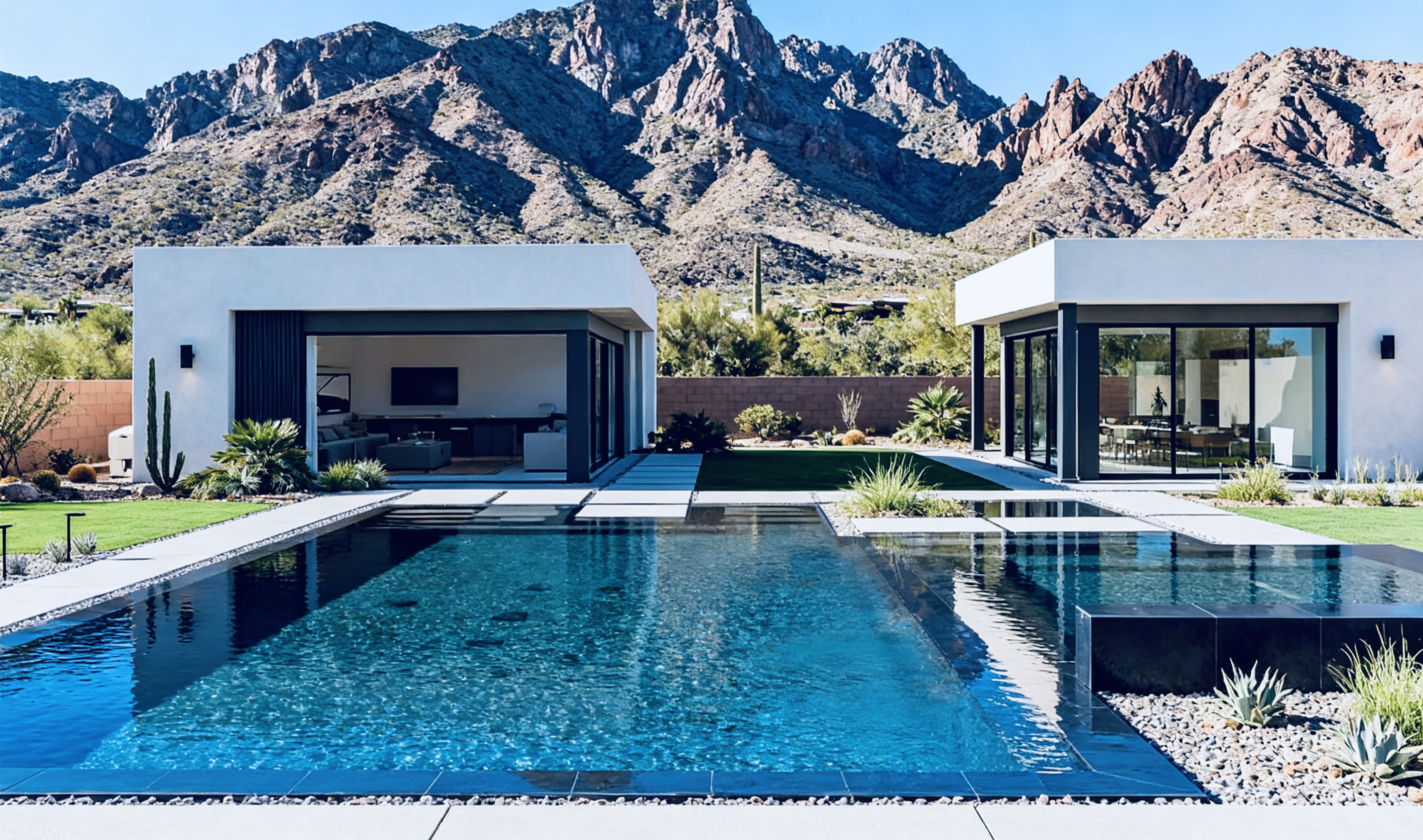 Detached luxury guest casita beside a pool